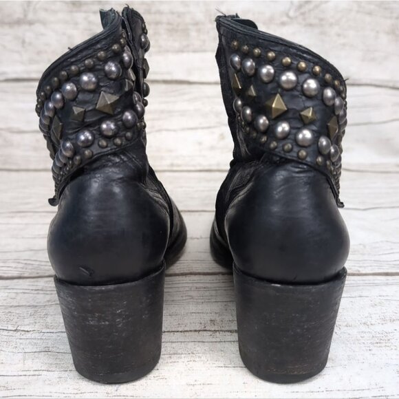 Old Gringo Studded Black Leather Heeled Biker Moto Boots Women Size 7.5 - Picture 5 of 13